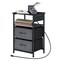 Nightstand with Charging Station, 24.6" Bedside Table with Fabric Drawers & USB Ports